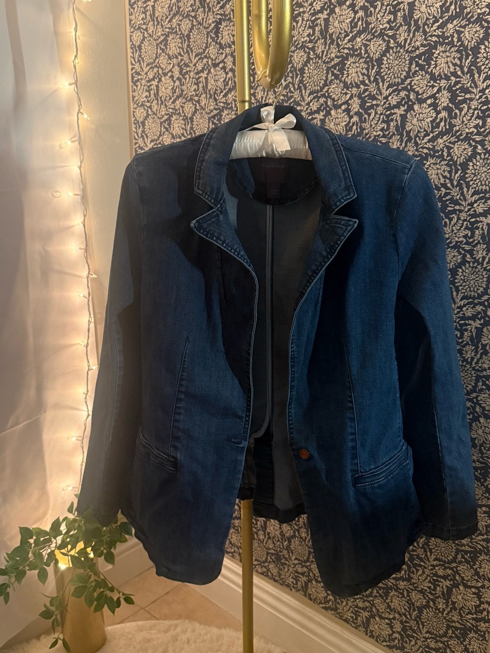 Gloria Vanderbilt Dark Wash Denim Blazer Size L